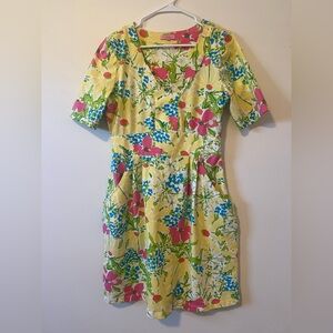 Lilly Pulitzer Floral Dress in Yellow, Pink, and Blue